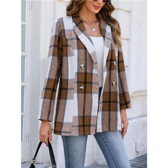 Plaid Double-Breasted Blazer - Picture 3 of 6